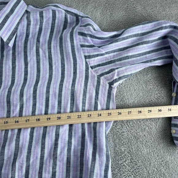 Astor & Black Mens XL Striped Long Sleeve Linen Button-Up Shirt 4950 - Picture 5 of 9